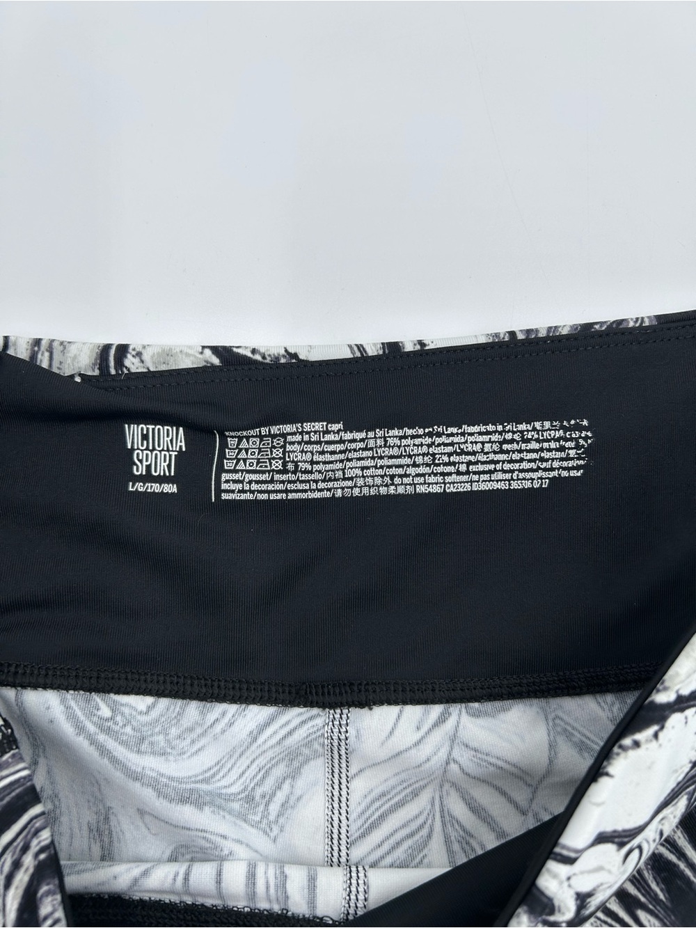 Victoria's Secret Black and White Marble-Panel Sheer Workout Leggings L - Picture 3 of 6